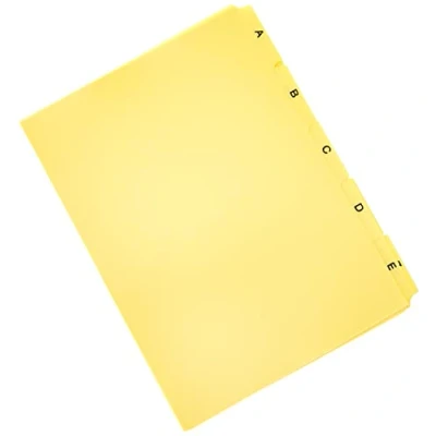 Immagine di Durable 365004 Divisore alfabetico per schedario, f.to A5, con etichette prestampate (A Z), giallo, confezione da 25 pezzi