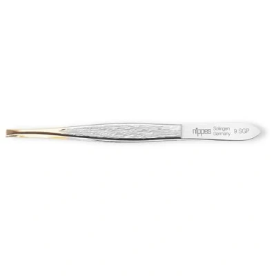 Immagine di nippes Solingen, Pinzetta con punta dritta in acciaio nichelato e dorata 9 cm, argento, 1 pezzo