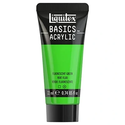 Immagine di LIQUITEX 8870499​ Basics, Pittura Acrilica, Pigmenti per Artisti Monopigmentati, Resistente alla Luce, Durevole nel Tempo, Finitura Satinata, Tubetti da 22 ml, Verde Fluorescente