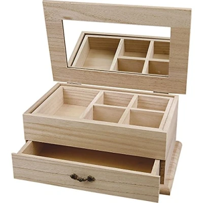 Immagine di Creativ Portagioie/espositore in legno, con specchio nel coperchio e scomparto rimovibile