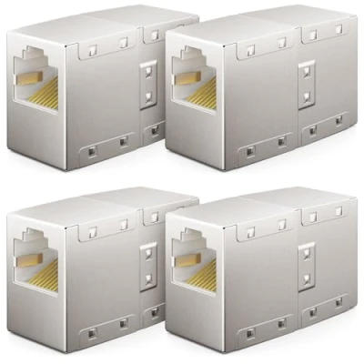Immagine di deleyCON 4 Pezzi RJ45 Accoppiamento Cat6 Estensione Cavo LAN e Connettore di Rete per Switch TV PS5 PS4 ADSL Modem Box Router PC Adattatore Patch con Connessione POE