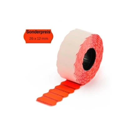 Immagine di epo52 etichette, 1 riga, autoadesive, 26 x 12 mm, 6 rotoli = 9000 colore: rosso fluorescente (3000)