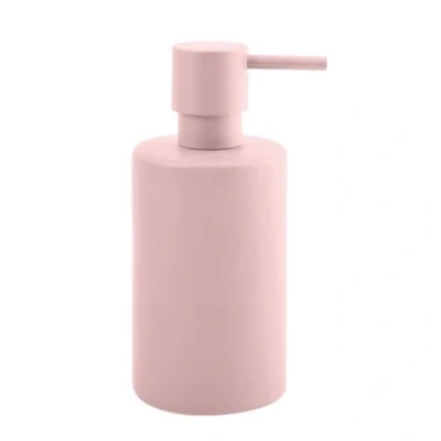 Immagine di Spirella Dispenser di sapone cilindrico, con pompa in acciaio inox, per liquido, porcellana, 300 ml, resistente e robusto, colore rosa opaco
