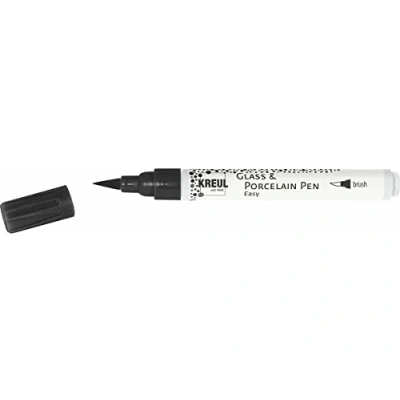 Immagine di Kreul 16481 Penna Nero Facile con Punta A Pennello Elastica, Vernice Brillante per Vetro e Porcellana, Semi Opaca, Scrivere Mano Belle Lettere, Tinta Unita, Colore Black, One Size,
