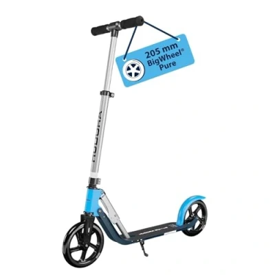 Immagine di HUDORA Monopattino BigWheel Pure in alluminio resistente con cavalletto pieghevole regolabile altezza per carico fino a 100kg ragazzi e adulti