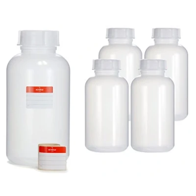 Immagine di 5 X BIBERON, in LDPE con tappo a vite, sostanze chimiche, Laboratorio Bottiglia Coperchio come contenitore per cucina laboratorio, o hobby, trasparente, 5x 2000 ml