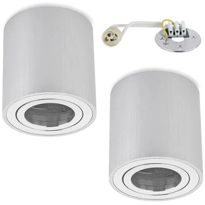 Immagine di Dolce Led 2er Cornice di Montaggio GU10 Rotonda Quadrata, Faretto da Soffitto in Alluminio Spazzolato, Luce Sottopensile (Rotonda Argento)