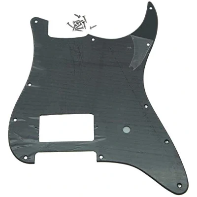 Immagine di Dopro Battipenna per chitarra a 11 fori ST Strat One Humbucker, piastra antigraffio FD Delonge nero opaco 1 strato