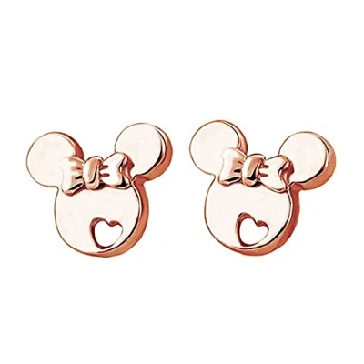 Immagine di Kaguyo Minnie Mouse Earrings for Girls Orecchini a Bottone in Argento Sterling 925 Placcato Oro Rosa per Donne, Ragazze e Bambini Regalo di Compleanno (oro rosa)