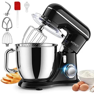 Immagine di KICHOT Impastatrice Planetaria, 10 Velocità Robot da Cucina, Cucina con Gancio per Impastare, Frusta Piatta, a Filo e Paraspruzzi, 4,5L Ciotola in Acciaio Inossidabile