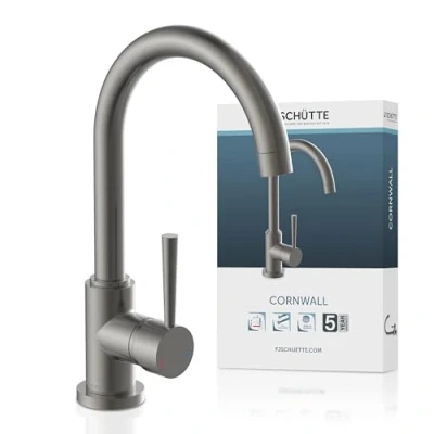 Immagine di SCHÜTTE 79162 Rubinetto Cornwall, con Funzione Risparmio energetico, orientabile a 360, Ideale Anche per Doppio lavello, Grafite Opaca