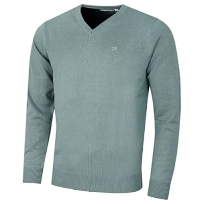 Immagine di Calvin Klein Maglione da uomo con scollo a V in cotone morbido, salvia, S