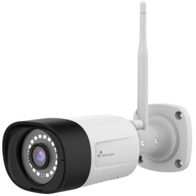 Immagine di NIVIAN Telecamera di Sicurezza WiFi 6 2K per Esterni Case Metallico Resistente, Visione Notturna Doppia, IA Intelligente Rilevamento Umano e Audio Bidirezionale. Compatibile con Kit CCTV