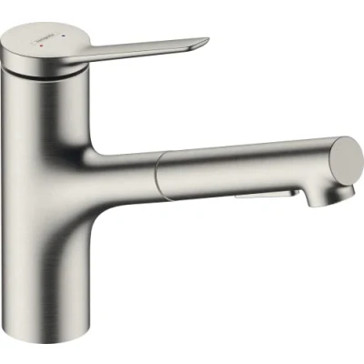 Immagine di hansgrohe Zesis M33 Miscelatore monocomando cucina 150, doccetta estraibile, 2 tipi di getto, sBox lite, acciaio inox, 74803800
