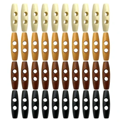 Immagine di 40 bottoni in corno, cappotti di lana, a doppio foro, legno d&#039;oliva, ricambio per giacche, (4 colori)