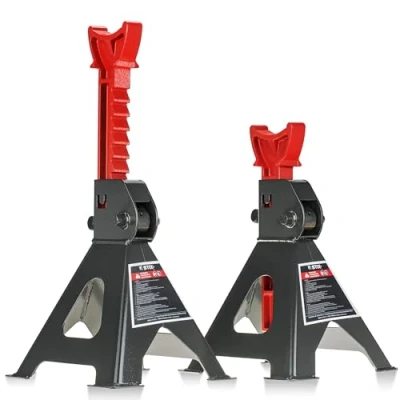 Immagine di Cavaletti auto treppiedi a cremagliera Jackstand Coppia Cavalletti Altezza di Sollevamento 290 420 mm Capacità carico 3T 3000KG supporto regolabile