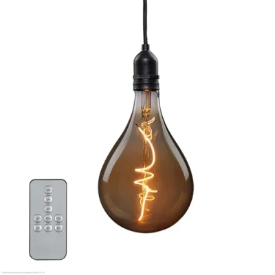 Immagine di Hellum Lampada a LED sospensione con batteria e telecomando, dimmerabile, lampadina grigia senza elettricità per esterno interno, luce decorativa impermeabile timer 150452