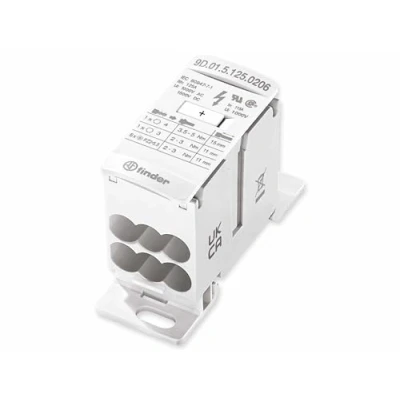Immagine di Finder 9D.01.5.125.0206 Distributore Bianco 8 poli 16 mm² 125 A 1000 V/AC, 1500 V/DC Tipo di conduttore = L, N, PE
