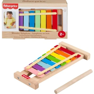 Immagine di Fisher Price xilofono in Legno, set musicale e martelletto legno incluso per lo sviluppo delle capacità motorie complesse sensoriali, giocattolo bambini, 2+ anni, HXV13