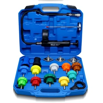Immagine di CCLIFE 18 Pezzi Universale Radiatore Pressione Tester Kit, Set di per Sistema Raffreddamento, Strumento ad Aria compressa Auto Blu