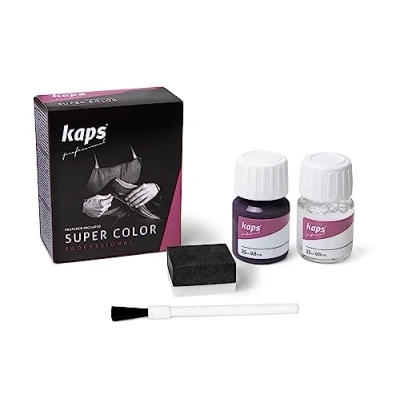 Immagine di Kaps Tinta Super Color + Preparatore (25 ml ognuno), Colorante Professionale per Pelle Naturale, Tela, Ecopelle, Nutre e Ripara le Scarpe in (154 Melanzana)