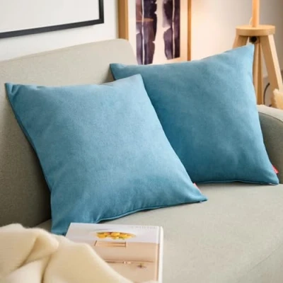 Immagine di Blumtal Federe Cuscini Divano in Ciniglia, Copricuscini Divano, Cuscino 2 Pezzi, 45 x 45cm, Blue