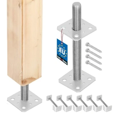 Immagine di KOTARBAU® Set di 6 Supporto per pali 80x80x250 mm regolamentato filettatura recinzioni travi in legno zincato Manicotto ancoraggio staffa pavimento