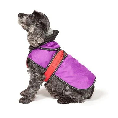 Immagine di Danish Design Cappottino 2 in 1 per cani e cuccioli, con imbottitura rimovibile, 35 cm, colore: Viola/Rosso