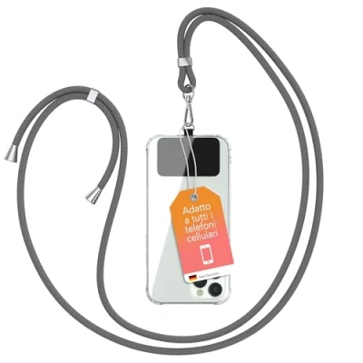 Immagine di EAZY CASE catena universale per cellulare adatta a tutti gli smartphone, da appendere, cover con cordino, smartphone portare in giro, cinghia cellulare, Antracite