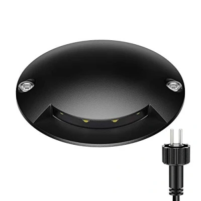 Immagine di ledscom.de luce di terra a LED, segnavia BUNDA per esterni, IP67, nero, rotondo, Ø 70 mm, bianco caldo, da incasso, superficie, superficie pavimento,