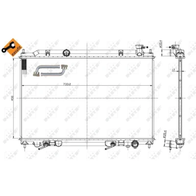 Immagine di NRF EASY FIT 56089 Radiatore motore Alluminio 733 450 17 con adattatore Alette di raffreddamento saldate