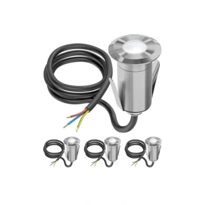 Immagine di ledscom.de Lampada da incasso a pavimento GLOX 4 LED per esterni, IP67, alluminio, rotonda, Ø 35 mm, bianco, opaco