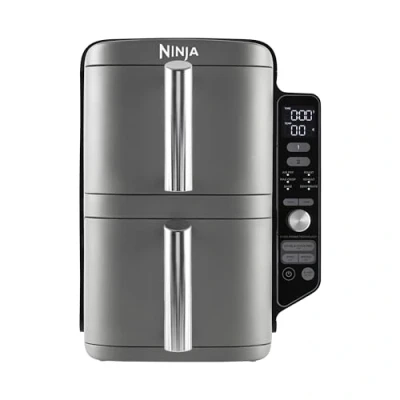 Immagine di Ninja Double Stack XL Friggitrice ad Aria Verticale, Doppia Zona, 4 Livelli di Cottura e 2 Cassetti, Capienza 9.5L, 6 Funzioni, 8 Porzioni, Componenti Lavabili in Lavastoviglie, Grigio, SL400EU