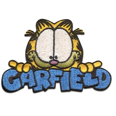 Immagine di Comercial Mercera Garfield Gatto comico ricamato Toppe Termoadesive Patch Toppa Ricamate, Misura: 7,5 x 4,8 cm