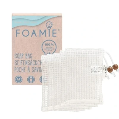 Immagine di Foamie Set di 5 sacchetti per sapone biologici, shampoo solido e gel doccia, resistenti, residui sapone, asciugare il più schiuma, 100% cotone