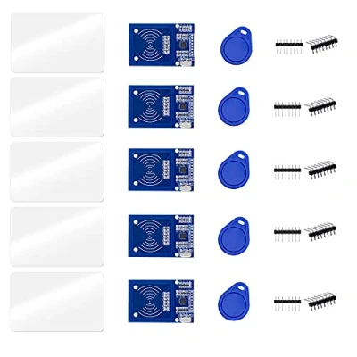 Immagine di ZkeeShop 5Pcs RFID Kit with Reader Sensor Module, Chip and Card Compatibe for Arduino Raspberry Pi
