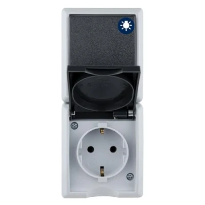 Immagine di Rev Ritter 0510241555, Presa elettrica con interruttore/Deviatore IP44, sopraintonaco, forma A