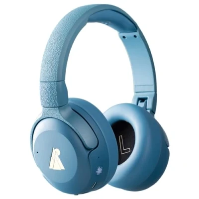 Immagine di POGS The Turtle Cuffie wireless con cancellazione del rumore, pieghevoli e durevoli, volume limitato 85 dB, microfono, funzione di condivisione musica (blu), 8719327078365