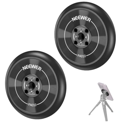 Immagine di NEEWER Supporto magnetico per cellulare con anello autoadesivo, confezione da 2, compatibile iPhone 16 Pro Max 15 14 13, filettatura MagSafe video, selfie stick, luce ad anello,