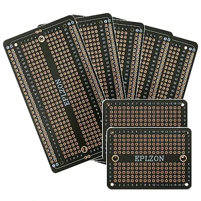 Immagine di EPLZON Tagliere saldabile PCB placcato oro per progetti di elettronica fai da te compatibile con saldatura Arduino 2,05 &quot;x 3,5&quot; (confezione 5 + 2 mini board,nero)