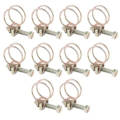 Immagine di 10 pz Fascette Stringitubo Acciaio Inox Zincatura Morsetto per Tubo Flessibile Fascetta Tubi Fissi Regolabile in Inossidabile con Doppio Filo (16 19 mm)