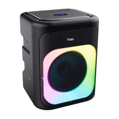 Immagine di Trust Azura Cassa Bluetooth Portatile 100W per Feste, Altoparlante LED RGB Wireless Party Speaker Intemperie IPX4, Batteria Ricaricabile 11 Ore, 2 Ingressi Microfono Karaoke Nero