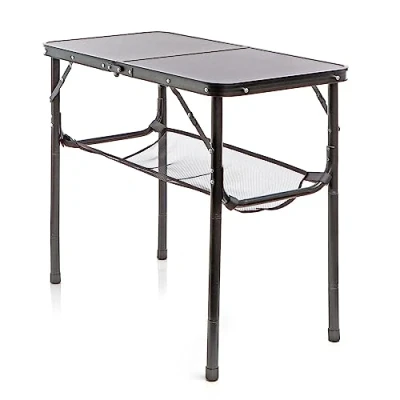 Immagine di Wiltec Tavolo da campeggio portatile in alluminio 80x40cm regolabile altezza 70/56/44/33cm nero