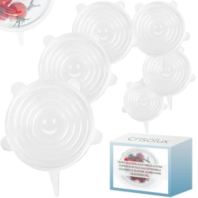Immagine di Coperchi in silicone estensibile elastici adattabili riutilizzabili ecologici Senza BPA Lavabile lavastoviglie Perfetto per mantenere la freschezza
