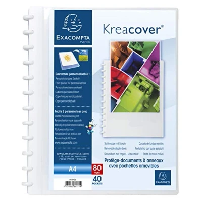 Immagine di Exacompta Cod. 86471E 1 Portalistino personalizzabile Kreacover 40 buste rimovibili leggermente goffrate Copertina polipropilene rigida F.to esterno 24,5x31cm per A4 Bianco