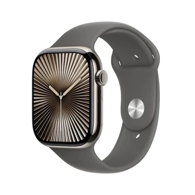 Immagine di Apple Watch Series 10 4G 46mm Natural Titanium (Cinturino In Gomma Grigio S/M)