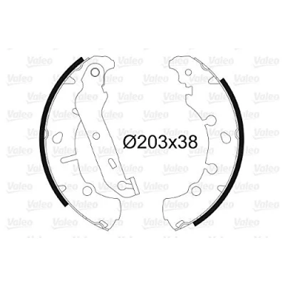 Immagine di VALEO 562772 Ganasce freno Assale posteriore 203 38 senza cilindretto FORD: FIESTA 5, Fusion Station Wagon, KA Hatchback, MAZDA: 2 Hatchback
