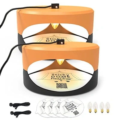Immagine di ASPECTEK Trapest Sticky Dome Trap Bug Bed con Dischi di Colla. Odorless Cleaner e Flea Killer Pad (arancione nero)