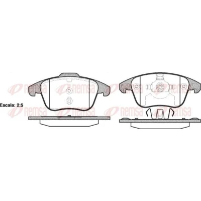 Immagine di REMSA 1249.00 Kit pastiglie freno Assale anteriore con foglio adesivo accessori, molla CITROËN: C4 II Hatchback, Picasso 1