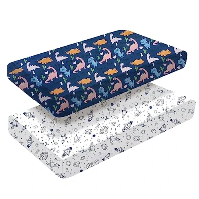 Immagine di Set di 2 lenzuola con angoli per culla, morbide, traspiranti, comode, bambini e ragazze, colore neutro, 140 x 70 cm, materassi standard culla
